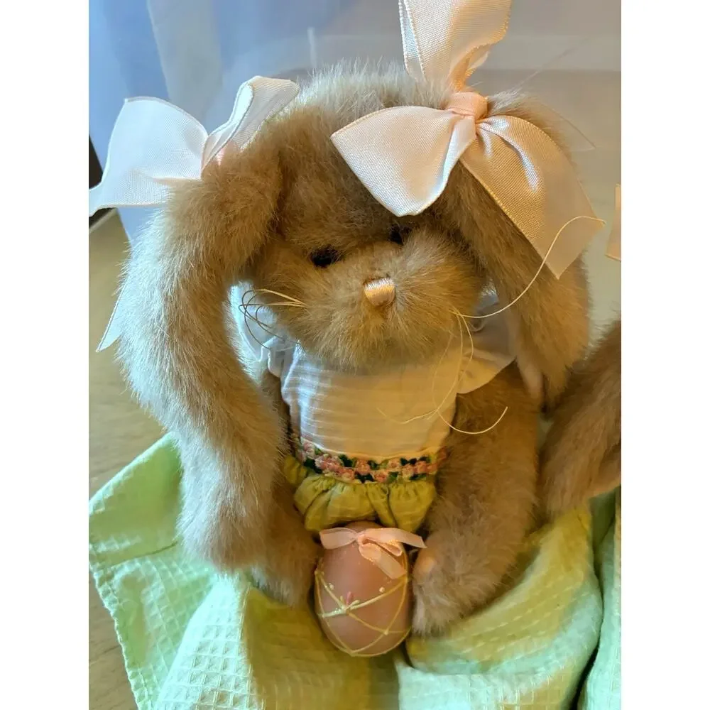 Vtg Bearington Collection Meg Egg Easter Bunny Rabbits Plush Twin Sister Lot 2